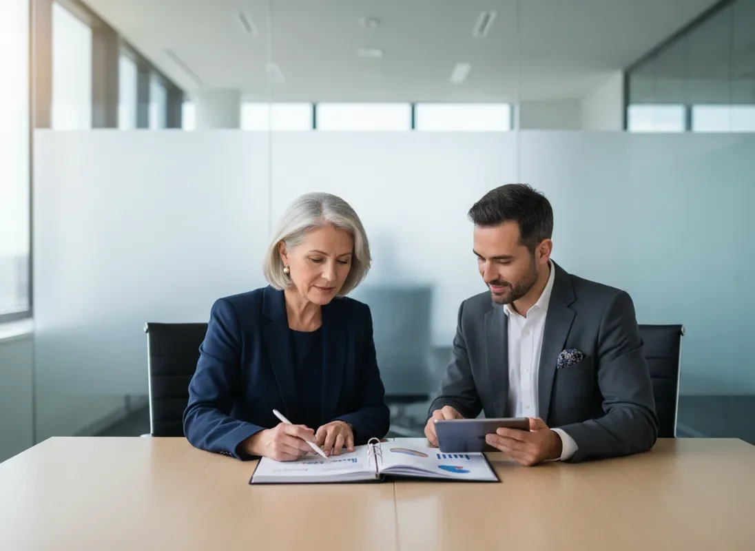 HR director and intelligence consultant reviewing pre-employment assessment findings