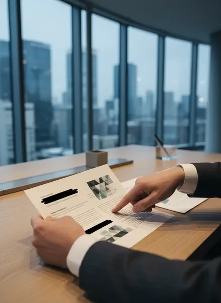 Executive reviewing intelligence brief